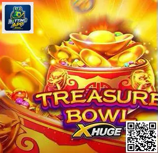 Treasure Bowl com tema asiático, tigela de tesouro, moedas douradas e rolos dinâmicos